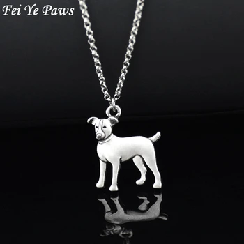 

Vintage Silver Color Rat Terrier&Feist Dog Pendant Stainless Steel Long Chain Necklace Collier Dog Charm Necklace For Dog Lover