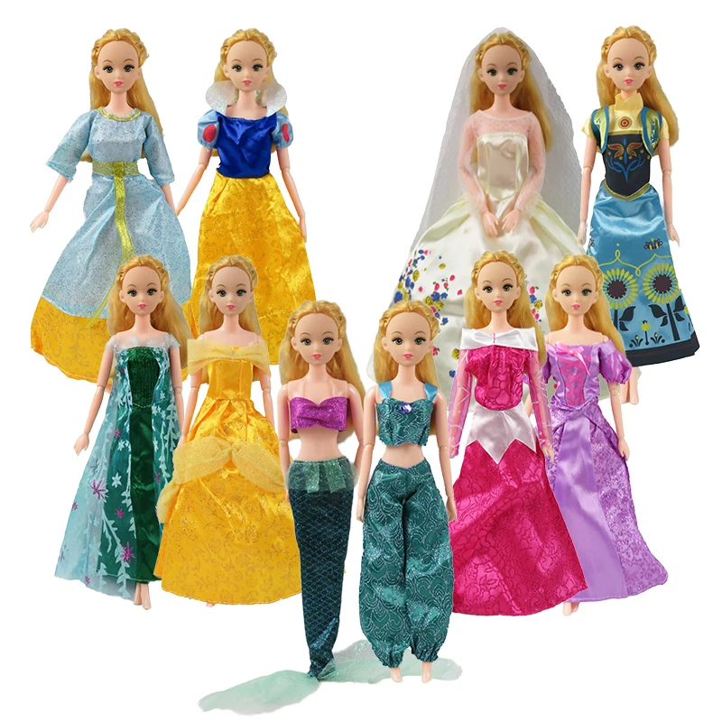 

Random 5 Mixed Princess Skirts + 5 Double Doll Crystal Shoes Accessories Doll Best Gift Kids Toys for 12 Inch Doll Accessories
