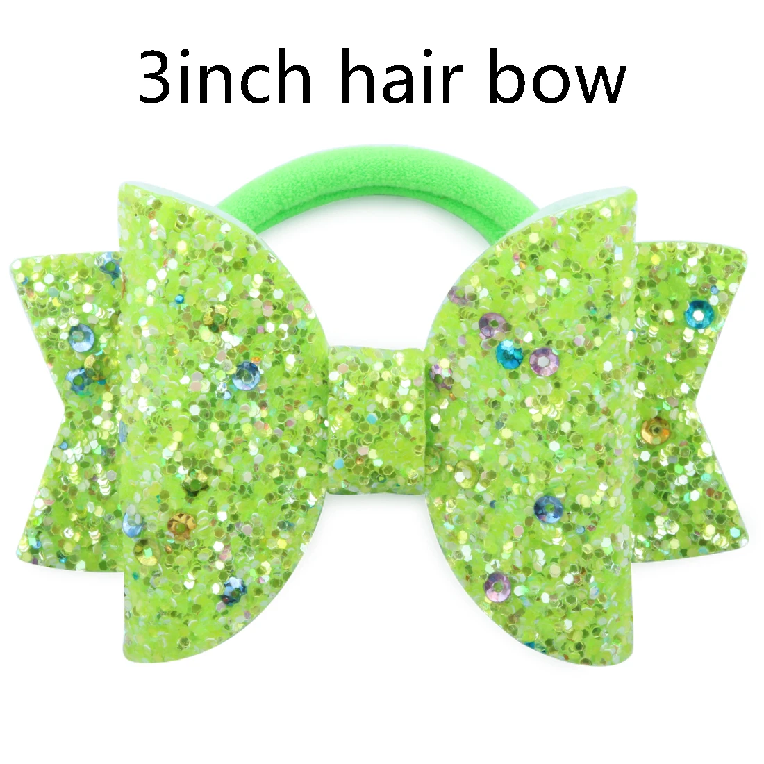 1 PC Child Hair Bow Tie Elastic Hair Band Glitter Hairbow Rope Rainbow Sequin Sparkly 3 Inch Bows Mermaid Girls Sweet Headwear - Цвет: 3inch sequin bow-7