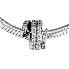 Подходит для Pandora Bacelets змея Амулеты с прозрачным и черным кубическим цирконием 925 ювелирные изделия из бисера