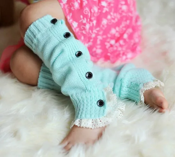 2106 новые зимние теплые модные детские носки для девочек вязаные гетры с кружевными оборками