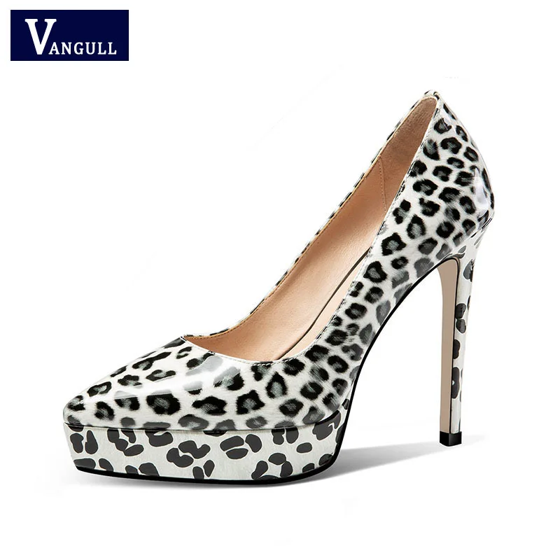 

A-BUYBEA New Real Leather Women Pumps Leopard Super High Heel Female Shoes Brand High Platform Sexy Spring Ladies OL Shoes