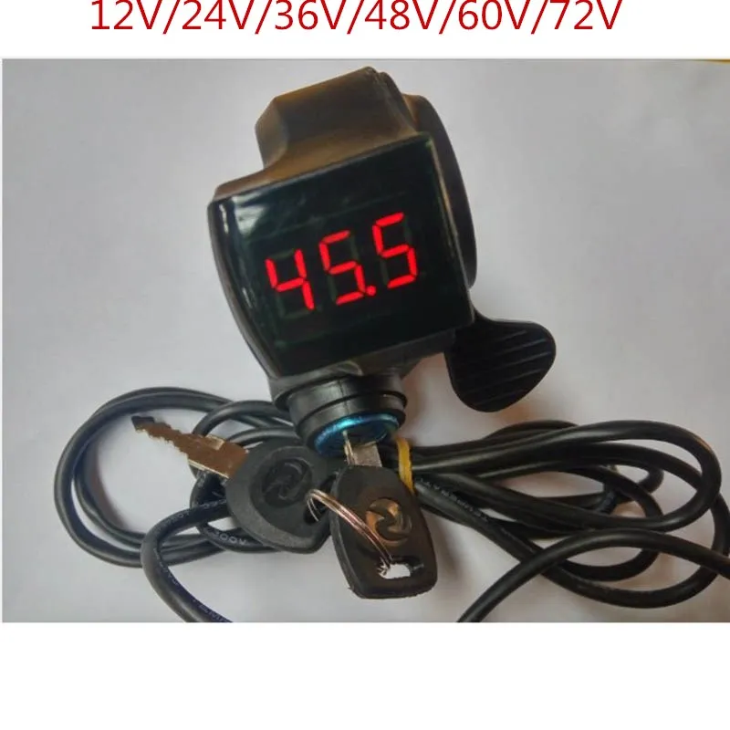 12V-72V Finger Thumb Throttle with LCD display Switch Handlebar Grips for electric bike/scooter
