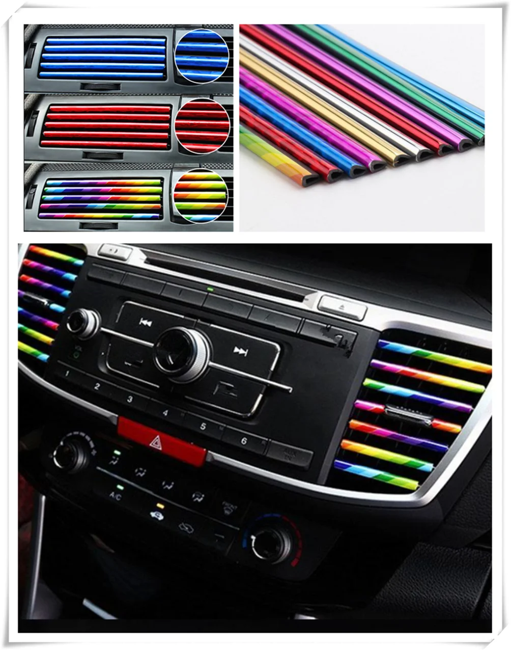 10pcs car shape conditioning air outlet decorative strip personality for Volkswagen vw Phaeton 4.2 EOS 3.2 V6