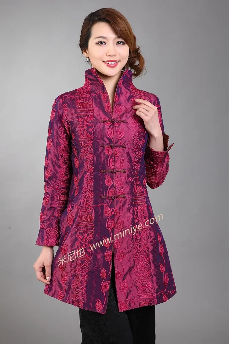 Новинка, темно-синее женское атласное пальто на пуговицах, длинная куртка с аппликацией в виде цветка, классическая одежда для мамы среднего возраста, размеры от S до XXXL, T045 - Цвет: hot pink