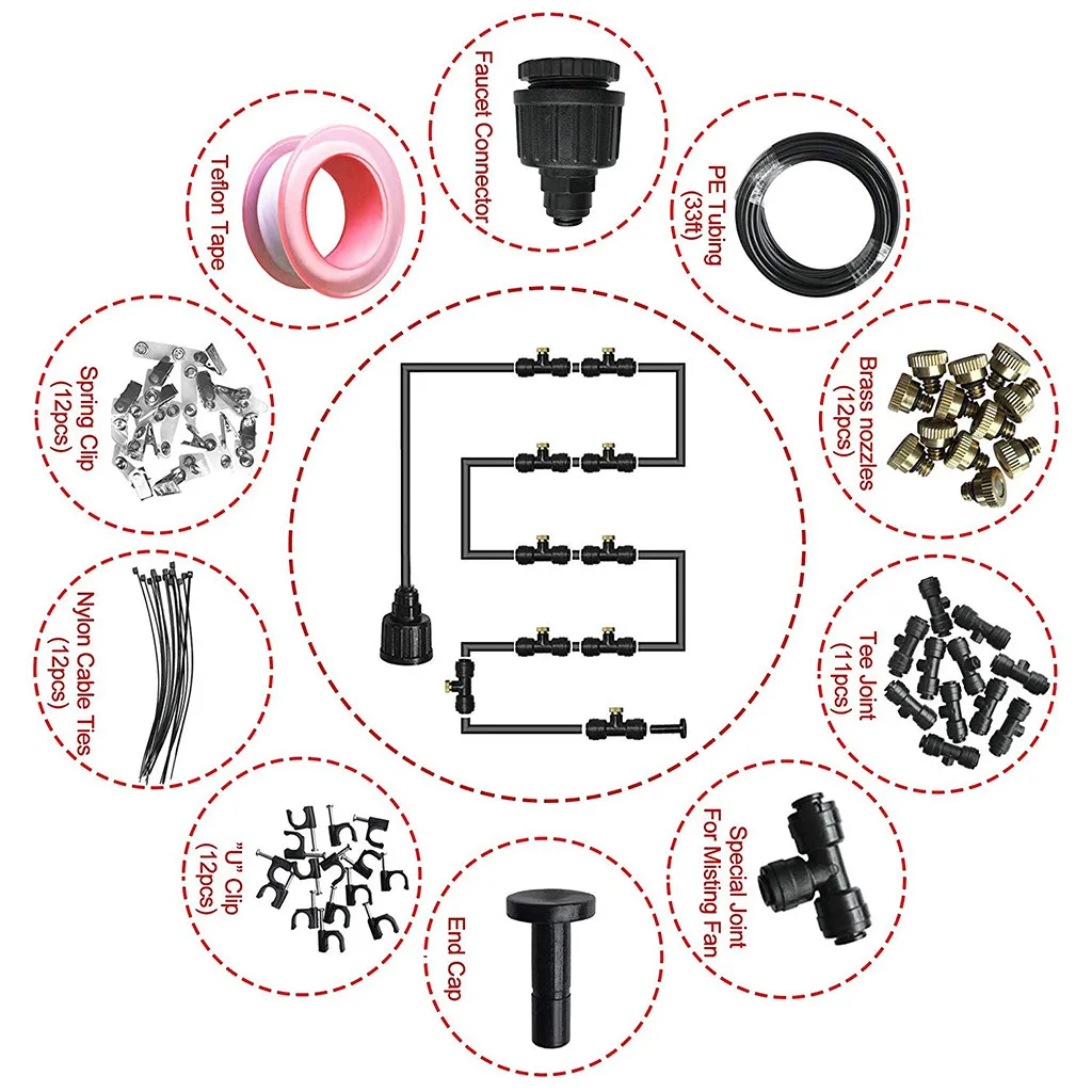 Открытый запотевание системы охлаждения комплект для теплицы сад патио Водостоки орошения мистер линия 10 м системы j29