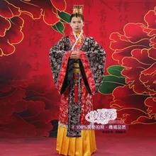 Горячие продажи китайский традиционный одежда Горячая Хан Костюмы император Принц показать Косплэй костюм халат костюм один размер черный