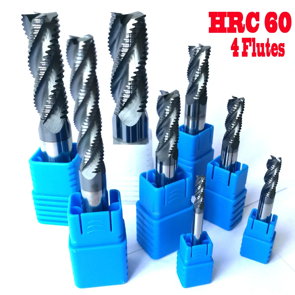 4mm 6mm 8mm 10mm 12mm 4 flutes HRC60 Roughing End Mills Milling cutters