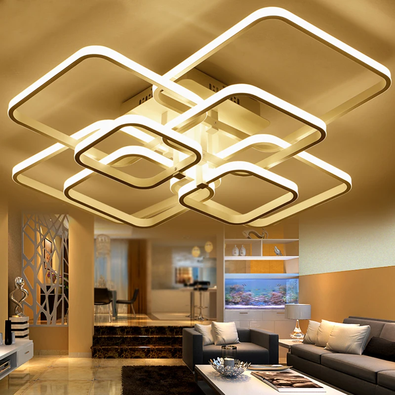 

White/BrewnModern LED Chandeliers Ceiling For Living Room Bedroom Dining Room Aluminum Deco lustres Lamp Home Lighting Fixtures