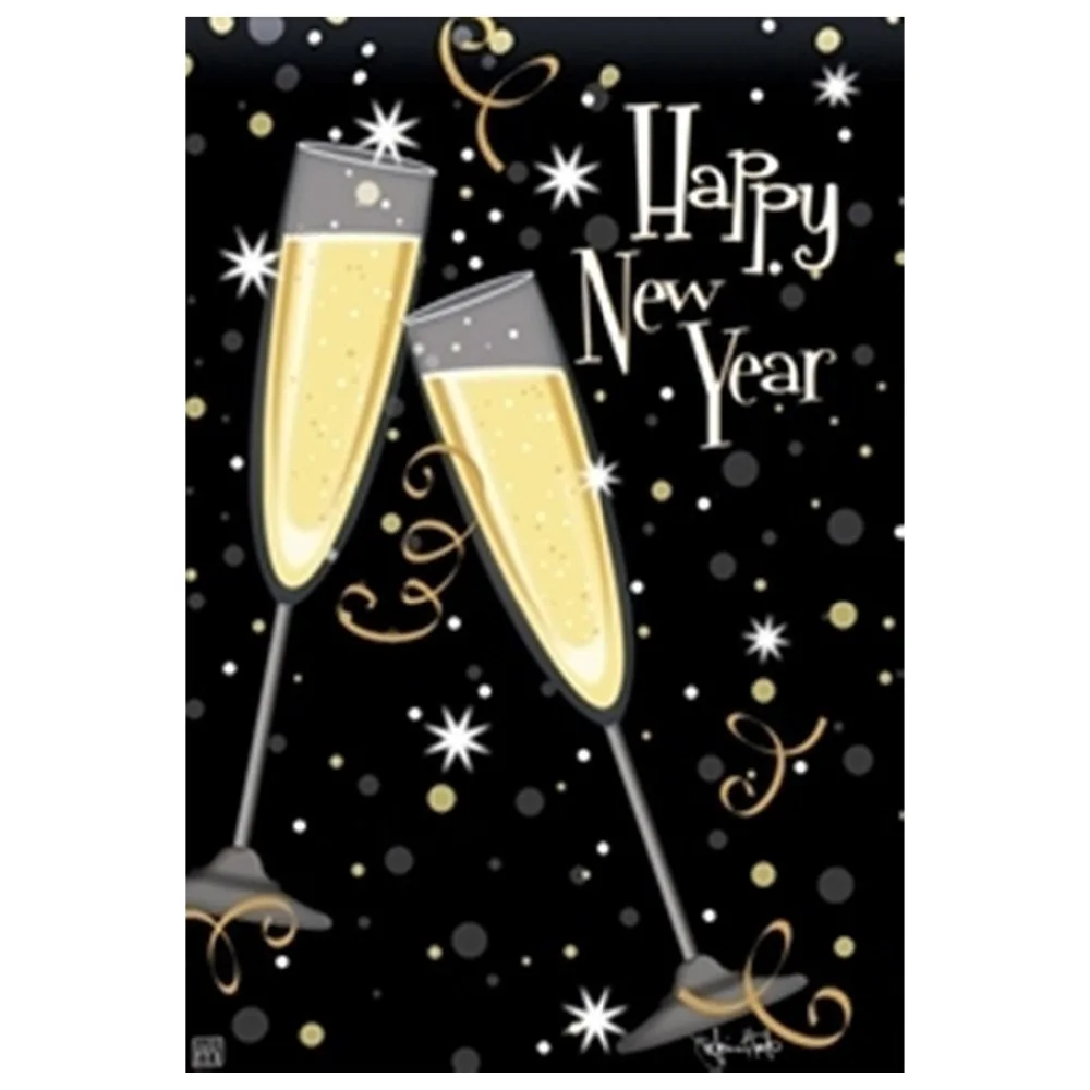 

Drop shipping custom 100% polyester double sided printing 12" x 18" Happy New Year's Toast Garden Flag