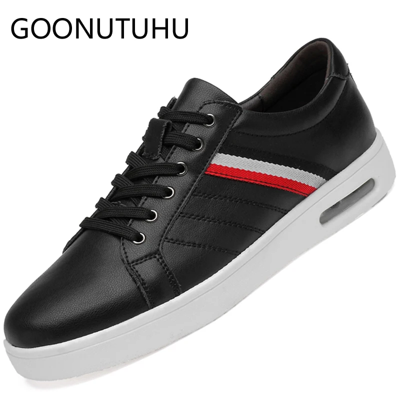 

2019 new fashion men's shoes casual genuine leather male platform sneakers black or white shoe man waterproof flat shoes for men
