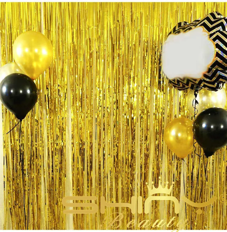 ShinyBeauty фольга занавеска 12X8FT золотая металлическая дверь окно вечеринка для