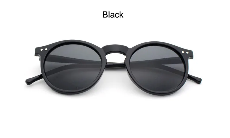 Новые солнцезащитные очки wo мужские брендовые дизайнерские ацетатные Круглые Солнцезащитные очки для мужчин классические женские очки с заклепками UV400 - Цвет линз: Черный
