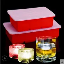 Кухонный бар, инструменты для приготовления мороженого, красная силиконовая Большая квадратная форма для заморозки льда, лоток для льда, форма с крышкой