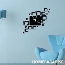 Квадраты 3D художественные настенные часы современный дизайн DIY