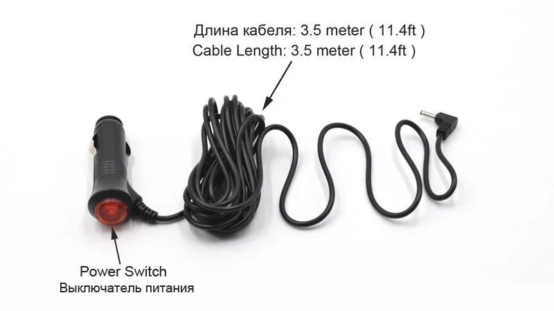 XCGaoon 12V 1.5A Диаметр 3,5 мм порт автомобильное зарядное устройство вход DC 12V для автомобиля радар детектор/DVR камера/gps кабель 3,5 метров(11.4ft