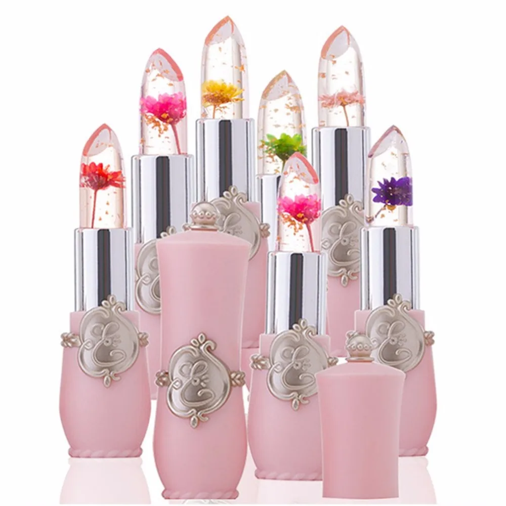 

Portable Temperature Color Change Lipstick Lip Stick Makeup Tool Moisturizer Waterproof Long Lasting Jelly Flower Transparent