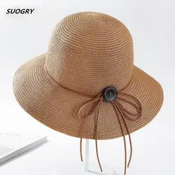 SUOGRY Лето хорошее качество соломенная шляпа Кепки дамы солнце большой шляпы для девочек пляжная шляпа