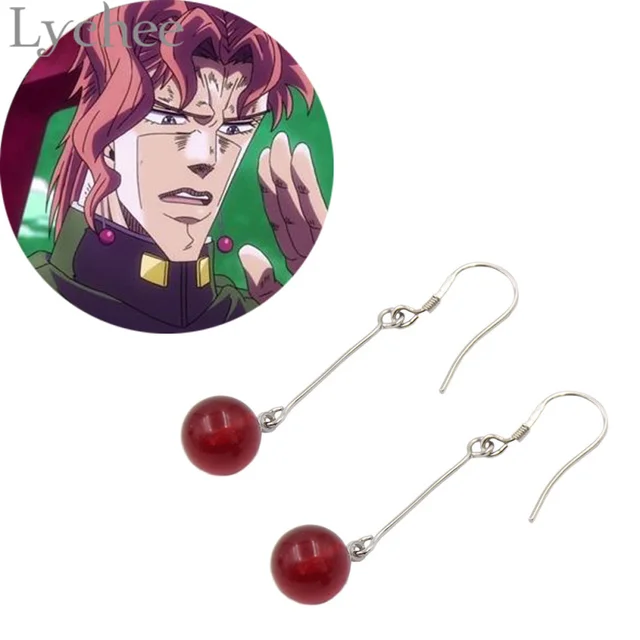 1 Pair Hot An Anime Jojo S Bizarre Adventure Dangle Earrings Red 1 Pair Hot An Anime Jojo S Bizarre Adventure Dangle Earrings Red Stone Pendant Cosplay Drop