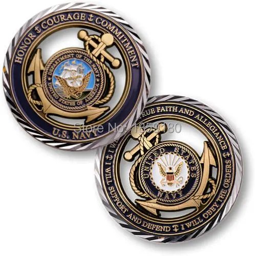 

Free Shipping 300pcs/lot,Ebay Hot,Core Values - U.S. Navy Challenge Coin
