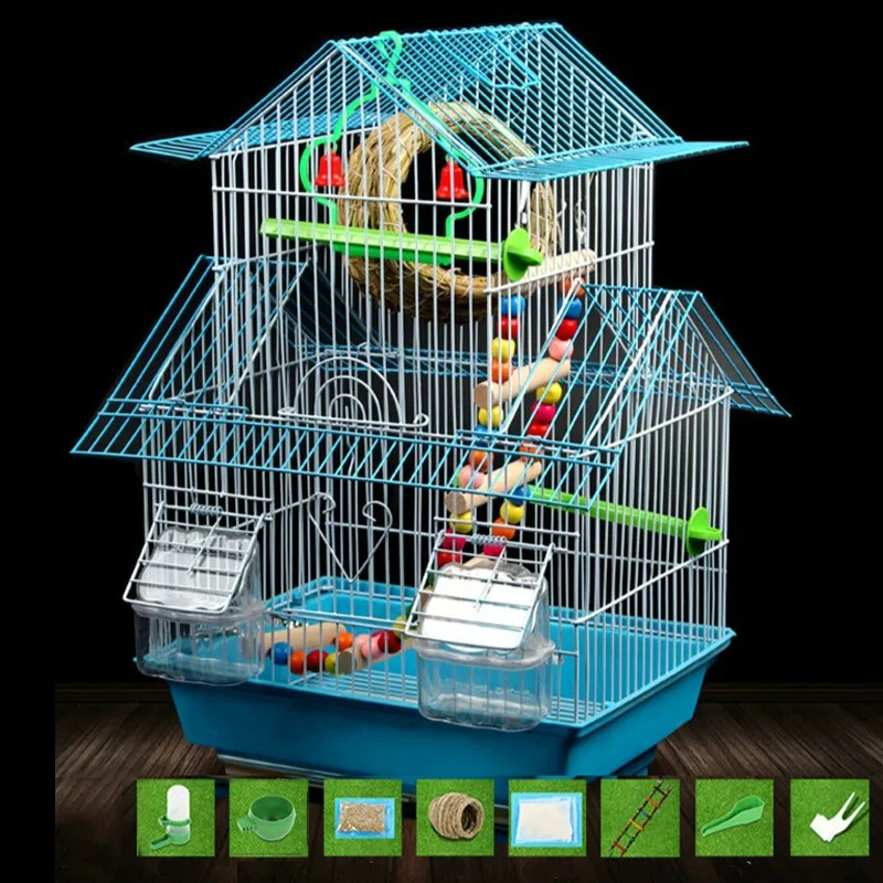 Pet supplies budgie bird cage large villa cage bird small iron metal