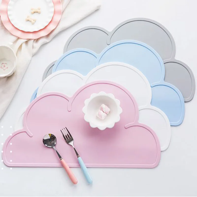 LIRUIKA Cute Silicone Placemat Bar Mat Baby Kids Cloud Shaped Plate Mat