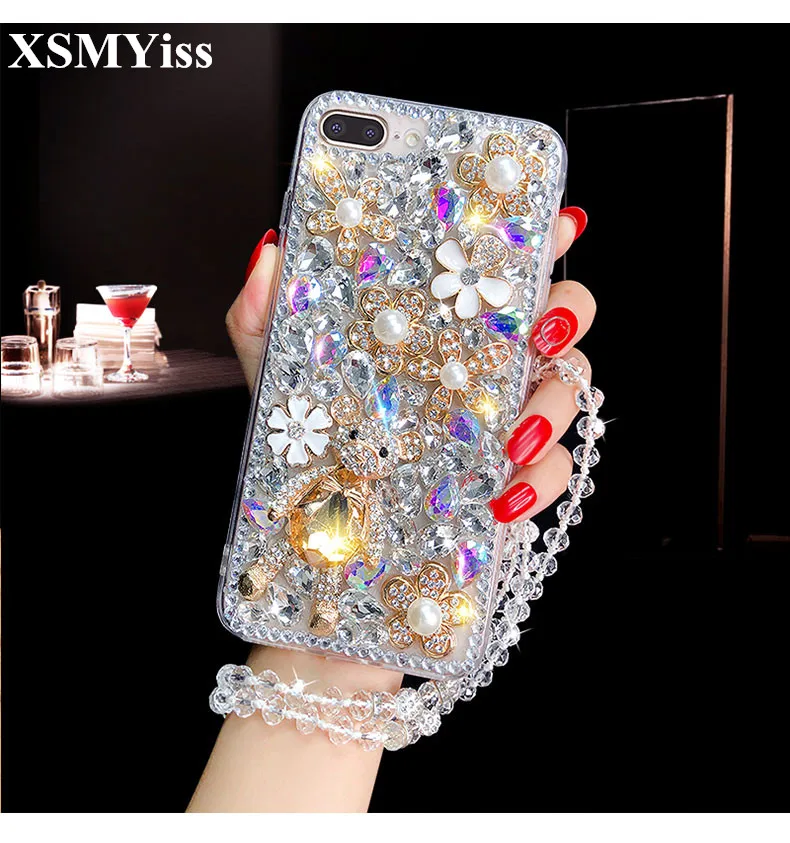 Чехол для телефона XSMYiss 3D с изображением медведя драгоценного камня бриллиантами