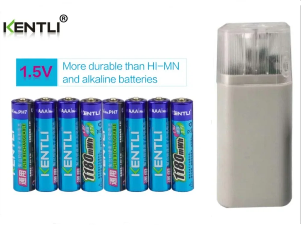 8 шт. KENTLI 1,5 в AAA lifepo4 li-po batteries1180mWh аккумуляторная литий-ионная батарея+ зарядное устройство