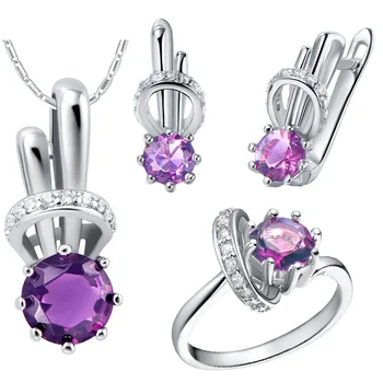 

NEW suit 925 Sterling custom made mini set small rabbit Pendant necklace Earrings ringCZ Luxury Ms. girl Wedding