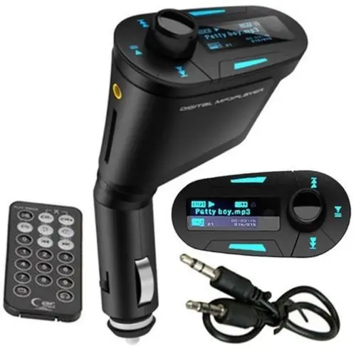 Новый беспроводной FM-модулятор с пультом дистанционного управления USB SD MMC Синий