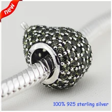 Подходит Пандора браслеты груша серебряные бусины с светло-зеленый фианит Летний стиль стерлингового серебра 925 талисманы «сделай сам» оптом