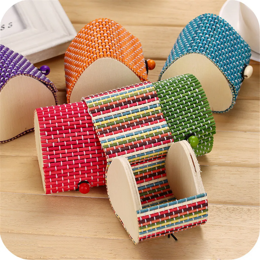 Bedroom dressing table innovative love large capacity creative bamboo curtain wooden jewelry ring earrings storage box H0502