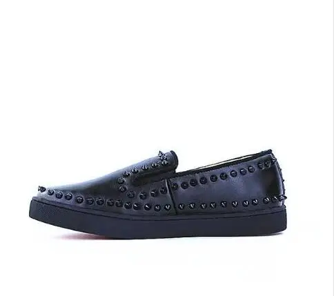 Zapatillas hombre/Повседневные лоферы; модные красные, Черные слипоны; мужские туфли с шипами; классические мужские итальянские кожаные туфли-гвоздики; - Цвет: as picture