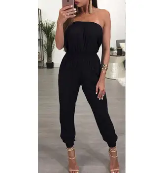 

2019 Sexy Rompers Womens Jumpsuit Black Ladies Clubwear Playsuit Bodycon Party Jumpsuits Bandeau Romper Trousers