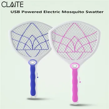 

CLAITE Rechargeable Electric Mosquito Swatter Anti Mosquito Fly Repellent USB Powered Insects Bug Reject Racket 110-220V