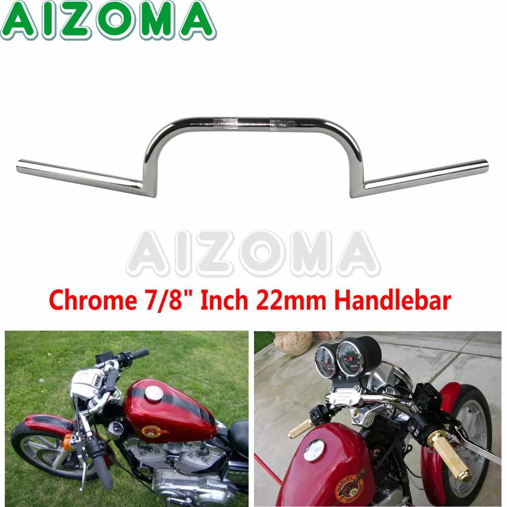 Chrome Custom Motorcycle 7/8" inch 22mm Handlebars 4" Rise Pullback Bar