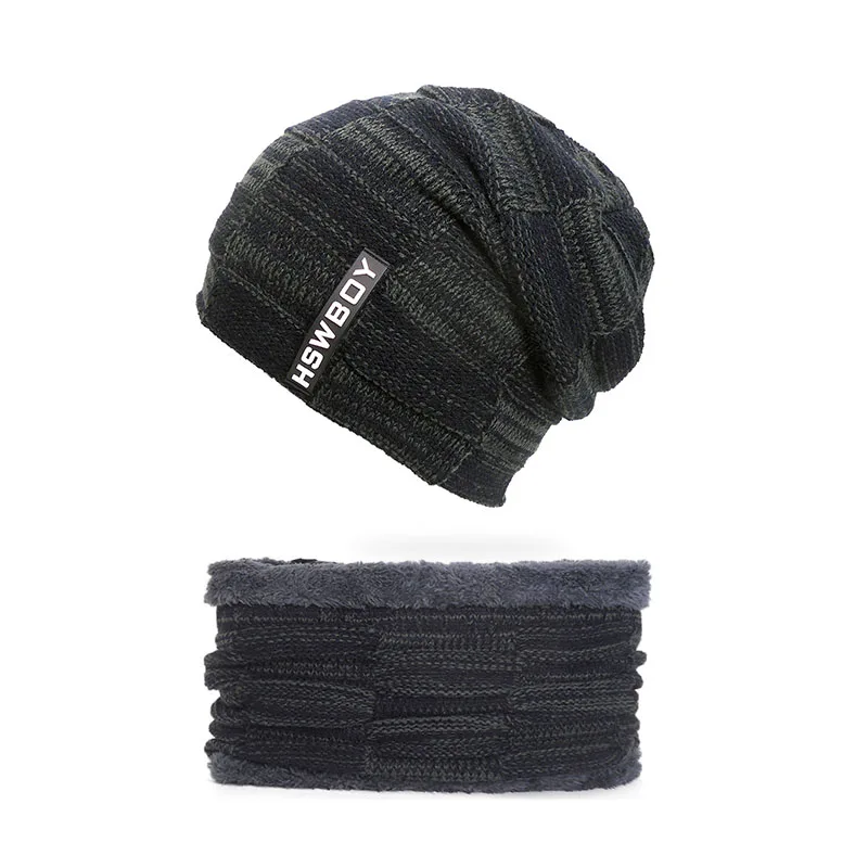 Зимние шапки Skullies Beanies, зимние шапки бини для мужчин и женщин, шерстяной шарф, шапки, Балаклава, маска, шапка, вязаная, бренд - Цвет: Черный