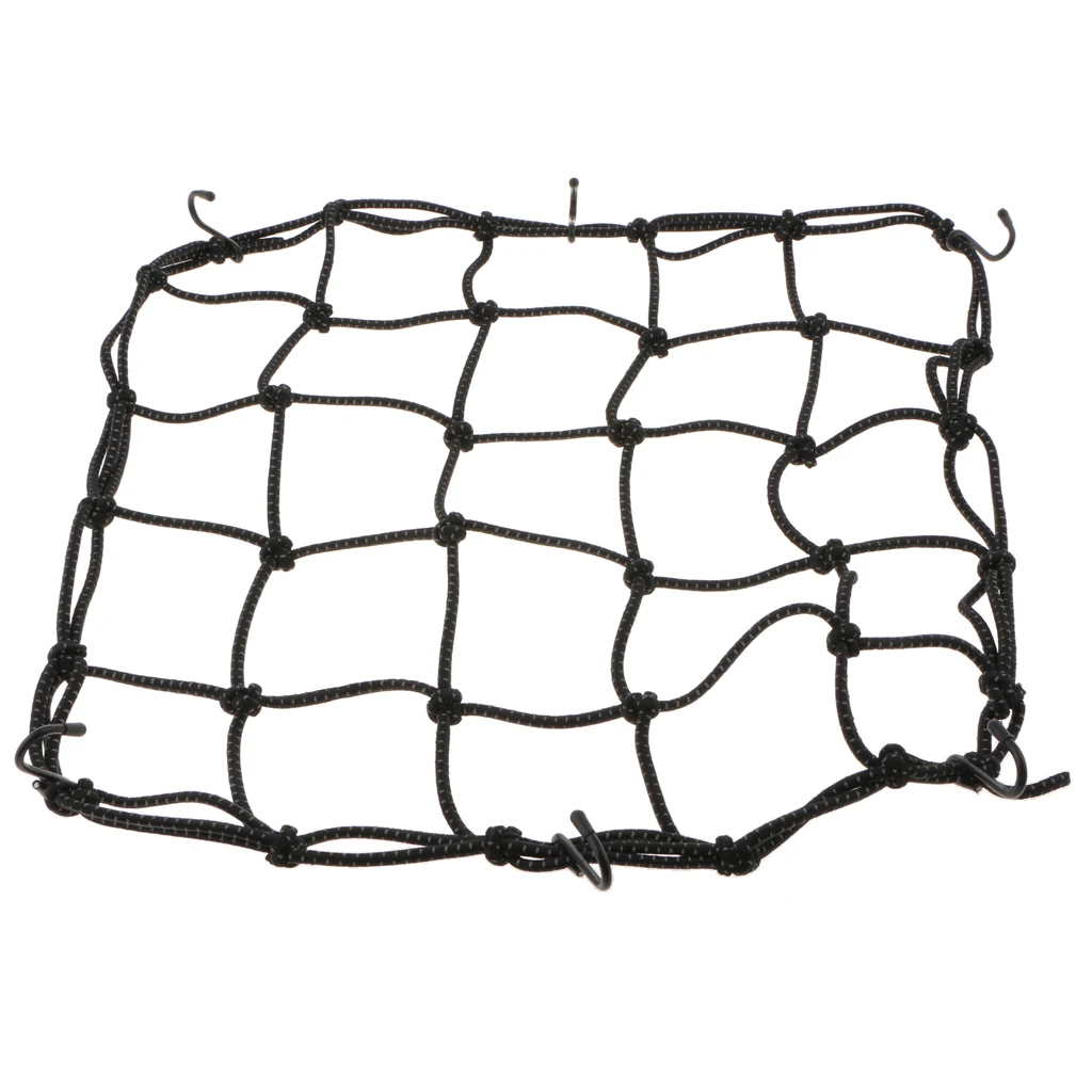 40x40cm Elasticated Bungee Cargo Luggage Package Net with 6 Hooks for Rear Motorcycle Bicycle Bag Basket Motorbike Accessory 