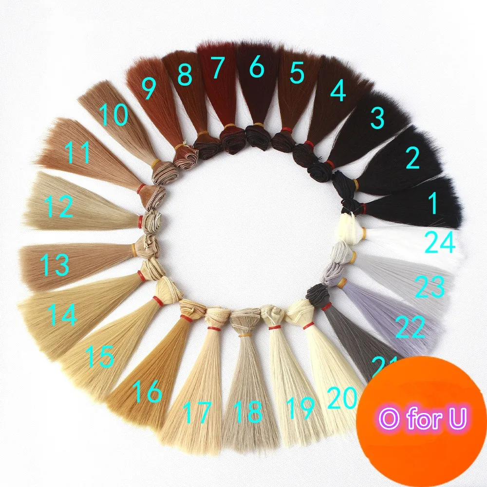 

30pcs/lot NEW Black Brown 24 Colors 15cm 25cm *100cm BJD Dollfie Doll DIY Straight Wigs 1/3 1/4 Dolls Synthetic Fiber Wig Hair