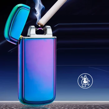

Cigarette Lighter Metal Windproof Electric Pulse Double Arc Lighter Electric Plasma Pulse USB Charging Cigar Smoking Lighter