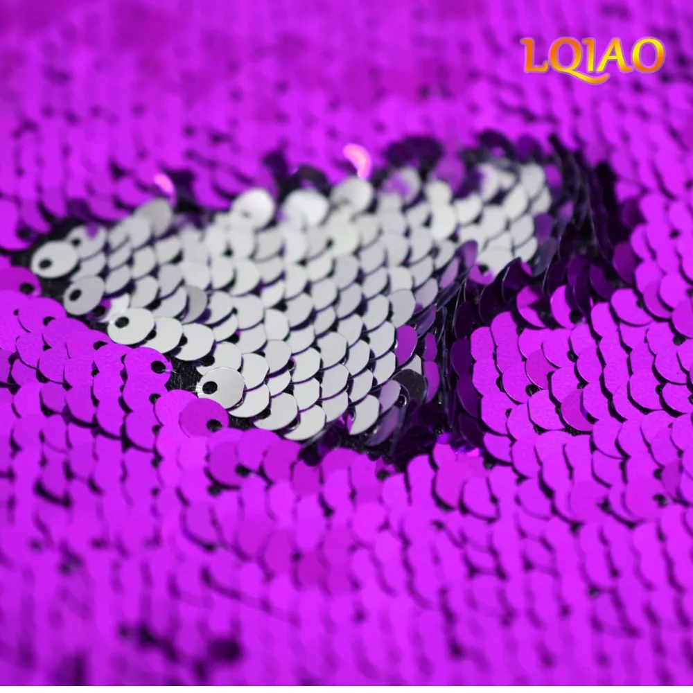 Purple Silver Reversible Sequin Fabric-002