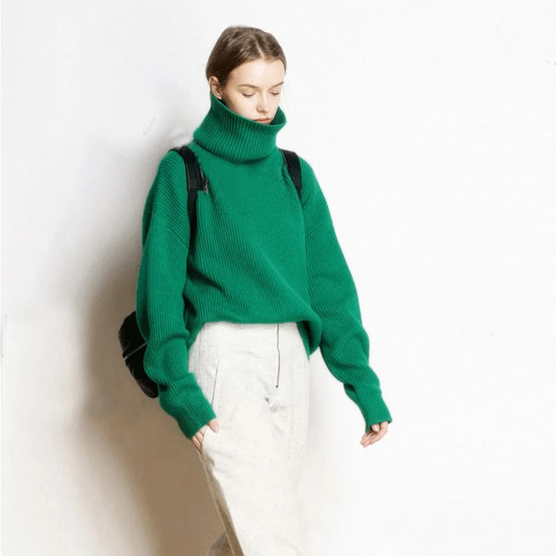 

High-collar loose sweaters women's knitted sweaterswomen's Korean version