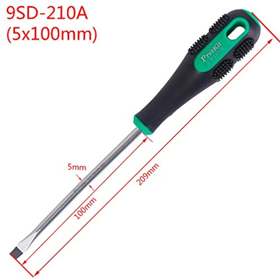 9sd-210apro-мягкая плоская отвертка (-5 5x100 мм) ручные ремонтные инструменты Нескользящая плоская подошва отвертки