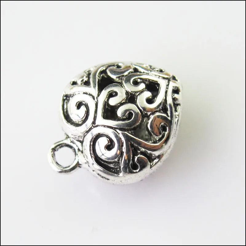 

4Pcs Antiqued Silver Tone Heart Flower Charms Pendants 13x16mm
