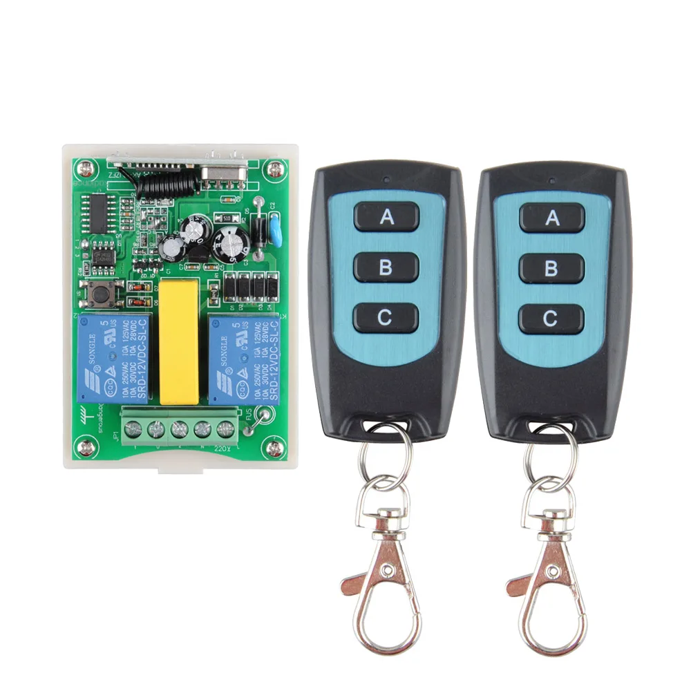 

AC 220 V RF 2CH Wireless Remote Control Receiver + Transmitter Tubular Motor Garage Door Projection Screen 3 Button Control