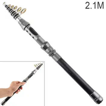 

2.1m Durable Carbon Fiber Telescopic Fishing Rod Short Sea Rods 9 Section Ultra Light Travel Spinning Pole