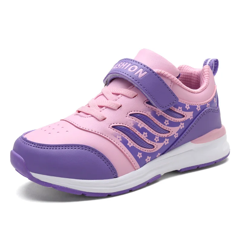 

HOT New Children Girls Running Shoes Pink Purple Girls Sneakers Kids Hook Loop Jogging Shoes Non-Slip Sport Trainers Girls