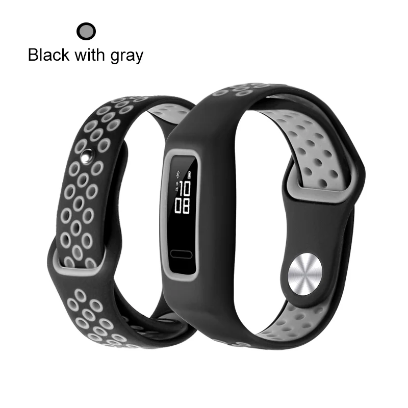 Двухцветный мягкий силиконовый браслет для HONOR Band 4 Running Edition / huawei band 3e спортивный ремень Пористый вентиляционный браслет Сменный ремешок - Цвет: 7308