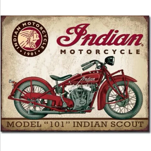 

Indian Scout Motorcycle Model 101 Tin Sign Metal Wall Decor Garage Display 20x30CM