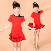 Детское платье для латинских танцев юбка с листьями лотоса платье-пачка для девочек Бальный Танец Сальса танцевальные костюмы для детей